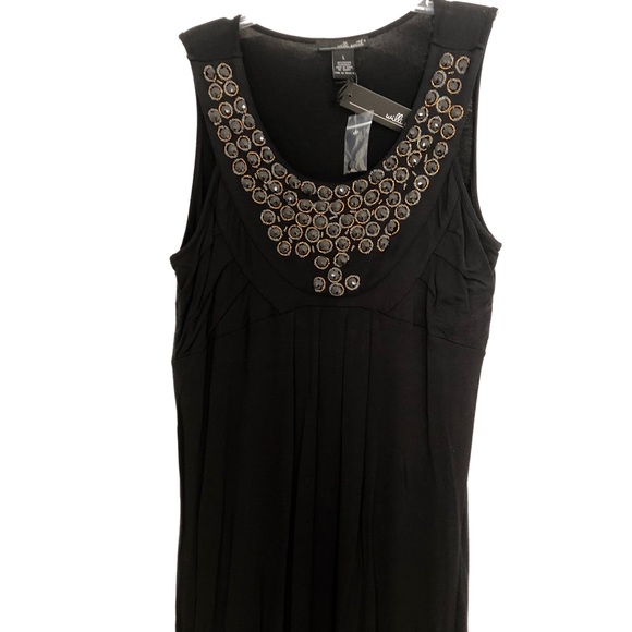 NWT Short Black Dress, Beautiful Beading, Size L - Picture 3 of 3